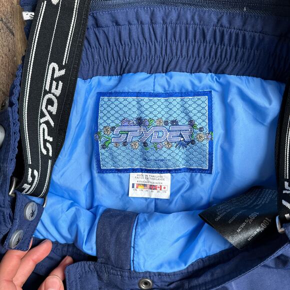 Vintage Spyder Snow Pants Bib Girls Size 20 Blue Skiing Winter Windbreaker‎ 3763 - Picture 5 of 16